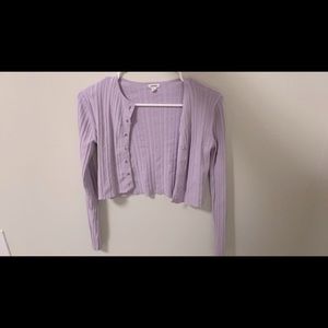 Purple button up cropped cardigan. Size small